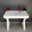 Ver imagem 6 de Escrivaninha Mesa Escritório Moderna Pés Angulares 1 Gaveta 90,8cm Branca Artany