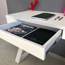 Ver imagem 5 de Escrivaninha Mesa Escritório Moderna Pés Angulares 1 Gaveta 90,8cm Branca Artany