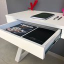 Ver imagem 5 de Escrivaninha Mesa Escritório Moderna Pés Angulares 1 Gaveta 90,8cm Branca