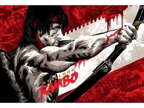 Placa Decorativa Quadro Geek Stalone Rambo Filme Retro (h202)