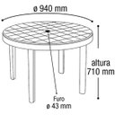 Ver imagem 2 de 3 Mesa Plástica Redonda Jardim Desmontável Branca Arqplast
