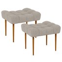 Ver imagem 1 de Kit 02 Puffs Decorativo Para Sala De Estar Requinte L02 Linho Bege - Lyam Decor