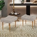 Ver imagem 2 de Kit 02 Puffs Decorativo Para Sala De Estar Requinte L02 Linho Bege - Lyam Decor