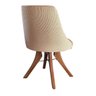 Cadeira De Jantar Estofada Tecido Linho Bege Pés em Madeira Maciça - 2