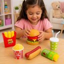 Ver imagem 7 de Kit Lanchinho Infantil Fast Food Brinquedo Faz de Conta Hamburguer Batata Pipoca Suco Tortinha
