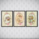 Ver imagem 1 de Kit 3 Quadros Decorativos Retrô Jardinagem 45x34cm - com vidro:Madeira preta