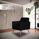 Ver imagem 2 de Poltrona Decorativa Sala de Estar Liza em Couro Preto - Mozzelar