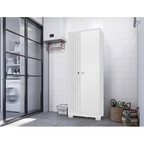 Armário Multiuso Versátil Lexa - com Chave - Carvalho Branco/branco