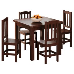 Conjunto Sala de Jantar 88x88 com 4 Cadeiras Diamante - Nemargi:castanho - 1