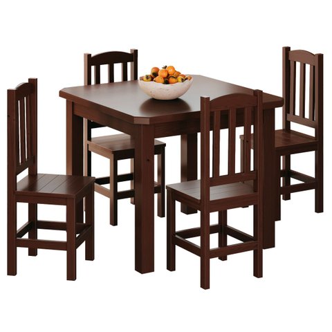 Conjunto Sala de Jantar 88x88 com 4 Cadeiras Diamante - Nemargi:castanho