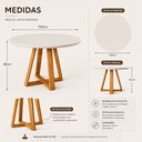 Ver imagem 3 de Mesa Redonda com 4 Cadeiras Linho Bege Pés em Madeira Maciça Cozinha Compacta Apartamento