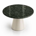 Ver imagem 2 de Mesa de Jantar Cone Redondo 140 cm Tampo Mármore Verde Guatemala Base Laca Off White