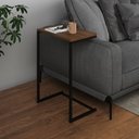 Ver imagem 1 de Mesa Lateral de Apoio Industrial Sofá Charmme Ferro Preto e Tampo Amêndoa