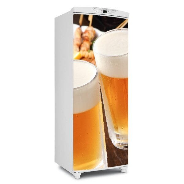 Adesivo decorativo Para Geladeira Porta (1 pç) Cerveja Na Caneca - 1,50x0,60cm - 1