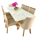 Ver imagem 1 de Conjunto de Jantar com Vidro 8 Cadeiras 2,0x1,0m - Amsterdã Lisboa - Art Salas