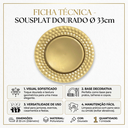 Ver mais imagens de Sousplat Dourado Prato Mesa Posta Jogo Americano Jantar Sala