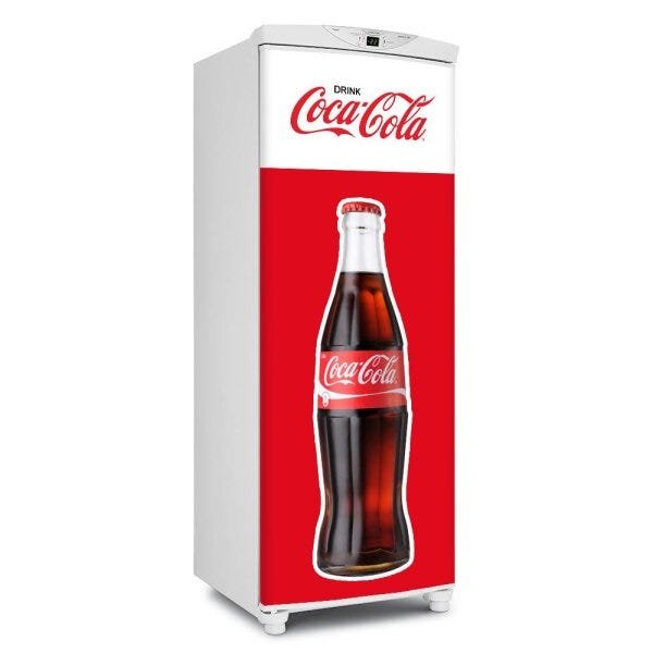 Adesivo decorativo Para Geladeira Porta (1 pç) Coca Cola Garrafa Logo - 1,50x0,60cm - 1