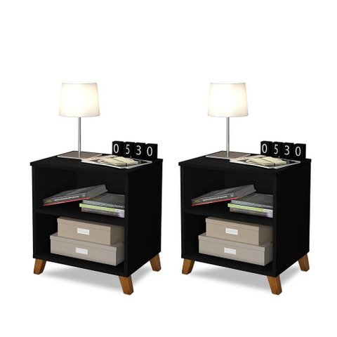 Conjunto de 2 Criados de Cabeceiras Preto Estonia