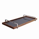 Ver imagem 2 de Bandeja Decorativa Madeira Espelhada Alça Cromada