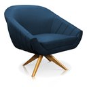 Ver imagem 3 de Kit 02 Poltronas Giratória Giovana Suede Base Madeira MA30 - D’Rossi - Azul Marinho