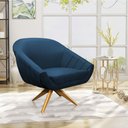 Ver imagem 2 de Kit 02 Poltronas Giratória Giovana Suede Base Madeira MA30 - D’Rossi - Azul Marinho