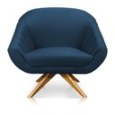 Ver imagem 4 de Kit 02 Poltronas Giratória Giovana Suede Base Madeira MA30 - D’Rossi - Azul Marinho