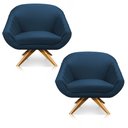 Ver imagem 1 de Kit 02 Poltronas Giratória Giovana Suede Base Madeira MA30 - D’Rossi - Azul Marinho