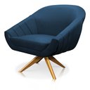 Ver imagem 5 de Kit 02 Poltronas Giratória Giovana Suede Base Madeira MA30 - D’Rossi - Azul Marinho