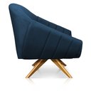 Ver imagem 6 de Kit 02 Poltronas Giratória Giovana Suede Base Madeira MA30 - D’Rossi - Azul Marinho