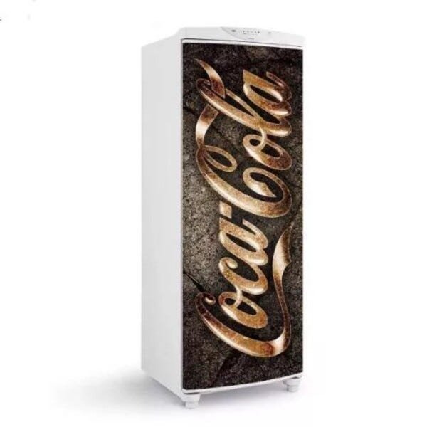 Adesivo decorativo Para Geladeira Porta (1 pç) Logo Coca Cola Concreto - 1,50x0,60cm - 1