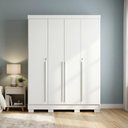 Ver imagem 1 de Roupeiro Guarda Roupa de Casal com 4 Portas 3 Gavetas Branco