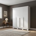 Ver imagem 2 de Roupeiro Guarda Roupa de Casal com 4 Portas 3 Gavetas Branco