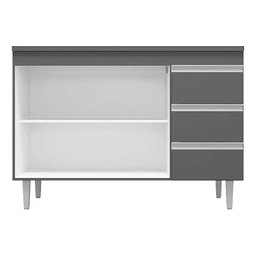Balcão Gabinete de Pia sem Tampo 100cm 2 Portas 3 Gavetas Andréia - Ajl Móveis Ajl-móveis Andreia Ci - 2