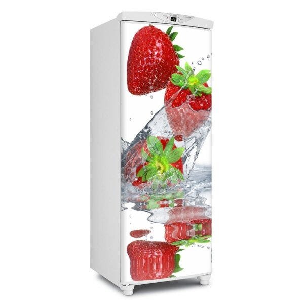 Adesivo decorativo Para Geladeira Porta (1 pç) Morangos Splash - 1,50x0 ...
