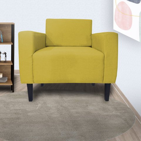 Conjunto 2 Poltronas Estofadas Para Clínica Leticia Slim Suede Mostarda - LM DECOR