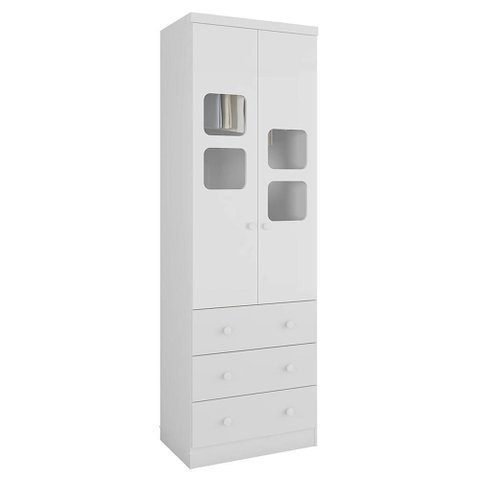 Guarda Roupa Infantil Uli New 2 Portas e 3 Gavetas Branco Brilho - Móveis Peroba
