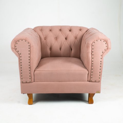 Quatro Poltronas Chesterfield Capitonê Duque - Suede Rosê / Decoração, Recepção , Barbearia, Sala Tv