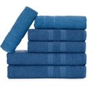 Ver imagem 1 de Jogo de Toalhas Gigante Itália Soft 2 Banhão + 2 Rosto + 2 Tapete Luxo 100% Algodão - Azul