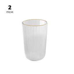 Jogo 2 Copos Altos com Fio de Ouro Lines 450ml - Wolff - 1