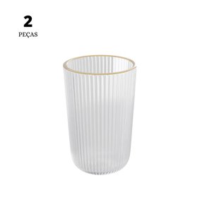 Jogo 2 Copos Altos com Fio de Ouro Lines 450ml - Wolff