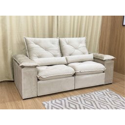 Sofá Retrátil Reclinável 2,30 m Bege 501 Zuqui Plus - 5