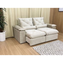 Sofá Retrátil Reclinável 2,30 m Bege 501 Zuqui Plus - 1