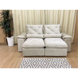 Sofá Retrátil Reclinável 2,30 m Bege 501 Zuqui Plus - 8