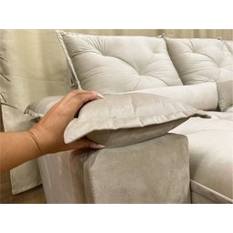 Sofá Retrátil Reclinável 2,30 m Bege 501 Zuqui Plus - 6
