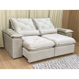 Sofá Retrátil Reclinável 2,30 m Bege 501 Zuqui Plus - 3