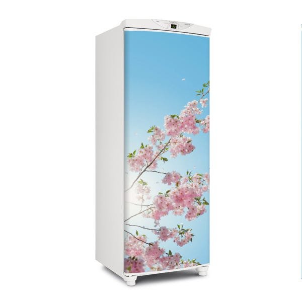 Adesivo decorativo Para Geladeira Porta (1 pç) Flores Céu Azul - 1,50x0,60cm - 1