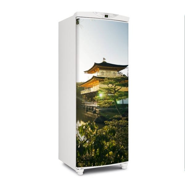 Adesivo decorativo Para Geladeira Porta (1 pç) Templo Dourado Japão - 1,50x0,60cm - 1