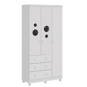 Guarda Roupa Infantil Peroba Bolinha Mdf 3 Portas Cor Branco