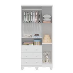 Guarda Roupa Infantil Peroba Bolinha Mdf 3 Portas Cor Branco - 3