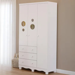 Guarda Roupa Infantil Peroba Bolinha Mdf 3 Portas Cor Branco - 5